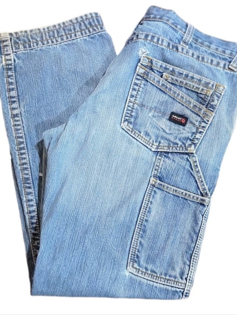 Ariat Jeans Mens 36x34 Blue FR M4 Low Rise Thick Stitch Cowboy Work Cargo Pocket